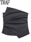Yipinpay Asymmetric Corset Top Women Striped Off Shoulder Crop Top Woman Backless Tube Top Female Pleated Sleeveless Sexy Tops