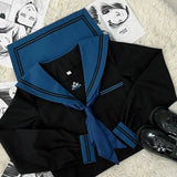 Yipinpay School Girl JK Uniform Skirts Suit Women Girl Bow Sailor Blouses Pleated Short Skirt Sailor Uniform JK Navy Costumes