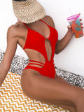 Yipinpay Women One Piece Swimsuit Push Up Female Swimwear Swimming Suit Bandage High Cut Bathing Suit Monokini BeachwearBodysuit