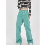 yipinpay Womens Jeans High Waist Vintage Straight Baggy Denim Pants Streetwear American Style Fashion Casual Wide Leg Denim Trouser
