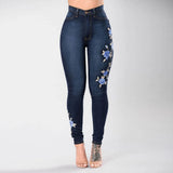 Yipinpay New Women's High Waist Embroidered Jeans Fashion Slim Stretch Denim Pencil Pants Street Trendy Trousers S-3XL Drop Shipping