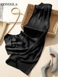 Yipinpay Summer Acetate Satin Women's Wide Leg Pants High Waist Casual Elegant Saggy Ice Silk Woman Trousers Loose Capris Pants