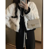 Yipinpay Black Lamb Plush Jacket Women's Autumn and Winter High-end Design Sense Temperament Niche Furry Top