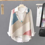 Yipinpay and Autumn New Knitted Vest Tank Top Loose Sweater Women's Coat Head Knitted Shirt Art Women's Wear