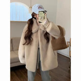 Yipinpay Hot Girl Faux Fur Coat Women's Autumn and Winter Mid-length Loose Thickened Warm Plush Soft Coat Fashion Female Clothes