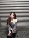 Yipinpay Girl College Style Suit Women's Autumn/Winter Peter Pan Collar Twists Knitted Cardigan Wrap Hip Short Skirt Two-piece Set