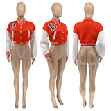 Yipinpay 2024 Women Clothes Fashion Casual Patchwork Button Up Crop Bomber Varsity Jackets Coat Women Winter Baseball Jacket