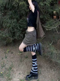 Yipinpay Vintage Distressed Patchwork Denim Mini Skirt Women Summer Grunge Y2k Sexy Low Rise A-line Jean Skirt Punk Streetwear