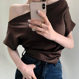 Yipinpay Short Sleeve Blouse Blusas Mujer Temperament V-neck Pleated Design Loose Tops Chiffon Shirts for Women New Office Lady