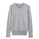 Yipinpay Autumn Women Solid Round Neck Long Sleeve Basic Knit Sweater Casual Pullover Tops