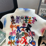 Yipinpay Cartoon Print T-shirt Short Sleeve Graphics T Shirt Women Y2k Streetwear Tops 2023 Kawaii Clothes Korean Fashion Tees