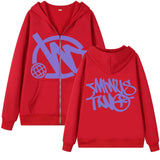Yipinpay Zipper Hoodie Minus Two Pattern Printing Solid Color Oversized Clothing 2023 New Punk Harajuku Leisure Best Selling Hoodie