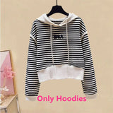 Yipinpay Women's Tracksuit 2024 Fall/Winter New Striped Embroidered Sweater + Cotton Pants Two-piece Korean Casual Hoodies Trousers Suit