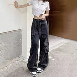 Yipinpay Cargo Pants Low Waist Vintage Loose Streetwear Baggy Jeans Women Oversized High Street Sexy Y2K Straight Trousers Woman
