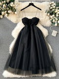 Yipinpay Strapless Backless Sexy Party Dress 2024 Ladies Sleeveless Zipper Design High Quality Classic A Line Mesh Long Dress
