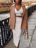 Yipinpay Fall Winter Elegant High Waist Knitted Pencil Skirts Office Lady Solid Buttons Split Wrapped Midi Skirts Party Wear