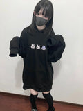 Yipinpay Subculture Loose Hoodie Women Sweatshirt Autumn/Winter Cartoon Embroidery Oversize Versatile Pullover Women Clothing