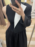 Yipinpay Korean Summer Casual Patch Round Sleeveless Black Vest Dress Women Big Swing Maxi Vestido De Mujer 2023 New