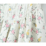 Yipinpay Summer 2024 Bow Floral Print Lace Trim Mini Dress Women Low Waist Pleated Hem Party Tank Dresses Holiday Robe