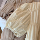 Yipinpay Back Zipper Crop Tops 3D Plaid Shirt Graphic T Shirts Y2k Puff Short Sleeve Tshirt Grunge Aesthetic Oversized T-shirt