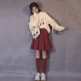 Yipinpay Winter Two Pieces Sets Women Japanese Loose Hoodies+Plaid Skirt Preppy Style Dress Set Female