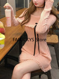 Yipinpay Autumn Sweet French Dress Women Evening Party Slim Elegant Mini Dress Office Lady Casual Outwear Dress Korean Fashion Chic