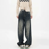 Yipinpay Y2k Baggy Jeans Women Streetwear Retro Blue Fashion Autumn Washed High Waist Pants Loose Wide Leg Denim Trousers Female
