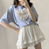 Yipinpay Kawaii Mini Skirts Women Lolita Lace Ruffle Patchwork High Waist Short Skirt Summer Harajuku Japanese Style Soft Girl