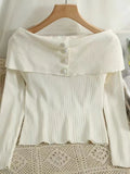 Yipinpay Autumn French Elegant Knitted Sweater Office Lady Casual Long Sleeve Blouse Women Party Sexy Y2K Top Korean Fashion Chic