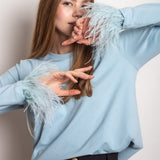 Yipinpay Womens Spring Autumn Casual Tops Solid Color Long Sleeve Feather Patchwork Blouse Soft And Comfortable Daily Wear S M L