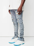 Yipinpay New Fashion Ripped Jeans For Men Trendy Slim Paint Craft Denim Pencil Pants Street Hipster Trousers male Clothing XS-XL