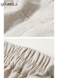Yipinpay Spring Summer Women's Cotton Linen Wide Leg Pants Loose Elastic High Waist Thin Ladies Skirt Pants Capris Flared Trousers