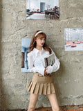 Yipinpay Pleated Micro Skirt Women Korean Fashion Casual Button Pocket Patchwork High Waist A-line Sexy Mini Skirt Streetwear