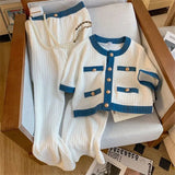 Yipinpay Y2k Summer Short Sleeved Cardigan Wide Leg Pants Sets Crop Denim Shirts 2 Piece Sets Womens Outfits Tops Blusas