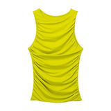 Yipinpay 2023 Black Crop Top Women Ruched Tank Tops Y2k Streetwear White Sleeveless Top Female Fashion Summer Sexy Tops Woman
