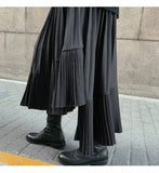 Yipinpay Pleated Skirt Women's Mid-length New Style Autumn Black Irregular Large Swing Fishtail Slimming Skirt
