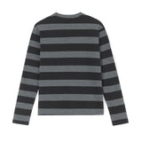 Yipinpay Women Y2K 2000s Retro Knit Basic Tee Shirt Casual Grey Black Striped Long Sleeve Round Neck Tops Club Streetwear