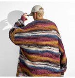 Yipinpay Men Striped Sweater Casual Elastic Long Sleeve Pullovers Harajuku Patchwork Knitted Warm Top Fashion Brand Jumper Clothes