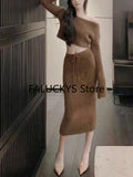 Yipinpay Autumn Sweet Fench Skirt 2 Piece Set Office Lady Casual Slim Skirt + Women Evening Elegant Y2k Sweater Korean Fashion Chic