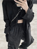 Yipinpay Vintage Harajuku Cargo Pants Women Dark Goth Streetwear Dragon Printed Buckle Patchwork High Waist Loose Casual Trousers