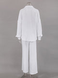 Yipinpay White Cotton Women Long Sleeve 2 Piece Sets Nightwear Female Casual Trouser Suits Solid Spring 2023 Sleepwear Outfit