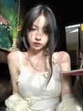 Yipinpay Women Knitted Vest 2000s Aesthetic Solid Slim Bodycon Camisole Casual Y2k Crop Tops Hot Sexy Kpop Kawaii Tanks 2024