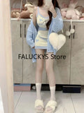 Yipinpay Sweet 3 Piece Set Women Evening Party Y2k Cardigan + Office Lady Casual Mini Skirt + Slim Vest Korean Fashion Chic