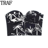 Yipinpay Print Black Long Skirts For Women Fashion 2023 High Waist Midi Skirt Sets Cape Style Beach Summer Skirt Woman Pleated Skirt