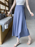 yipinpay Women Wrap Skirt Summer Beach Boho Sexy Casual One-piece Midi Skirts Korean Fashion Solid Color Chic Faldas 9 Colors