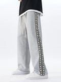 Yipinpay Men Casual Pants Shrink Resistance Absorb Baggy Trousers Drawstring Elastic Waist Waffle Sweatpants Streetwear Men's Clothing