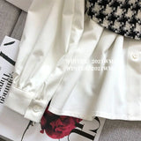 Yipinpay Tanks Tops White Shirt Women Thousand Bird Check Shirt Blusas Mujer Vintage Vest 2 Piece Sets Loose Blouse Chic Chiffon