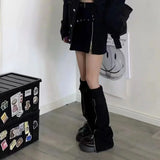 Yipinpay Spicy Girls Flare Socks Lolita Long Socks Summer Y2K Slim Zipper Pile up Socks Women Leg Warmers Over Knee Boot Cuffs