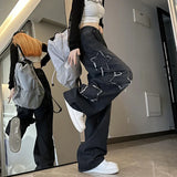 Yipinpay Jeans Y2k Women Korean Style 2023 Summer Straight Wide Leg Pants High Waist Woman Loose Denim Trousers 90s Vintage Clothes
