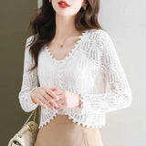 Yipinpay sweater, short, small, thin, sunscreen jacket, women's outerwear, cardigan, shawl, long sleeved, hollowed out top
